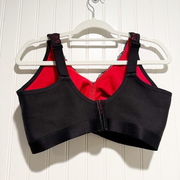 Lane Bryant Cacique Black Red Lace Comfort Solution No Wire Bra NEW 40DDD - Picture 6 of 6